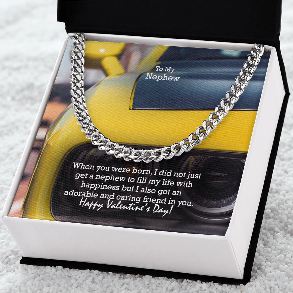 To My Nephew, Happy Valentine's Day - Cuban Link Chain Necklace - Gift for Nephew