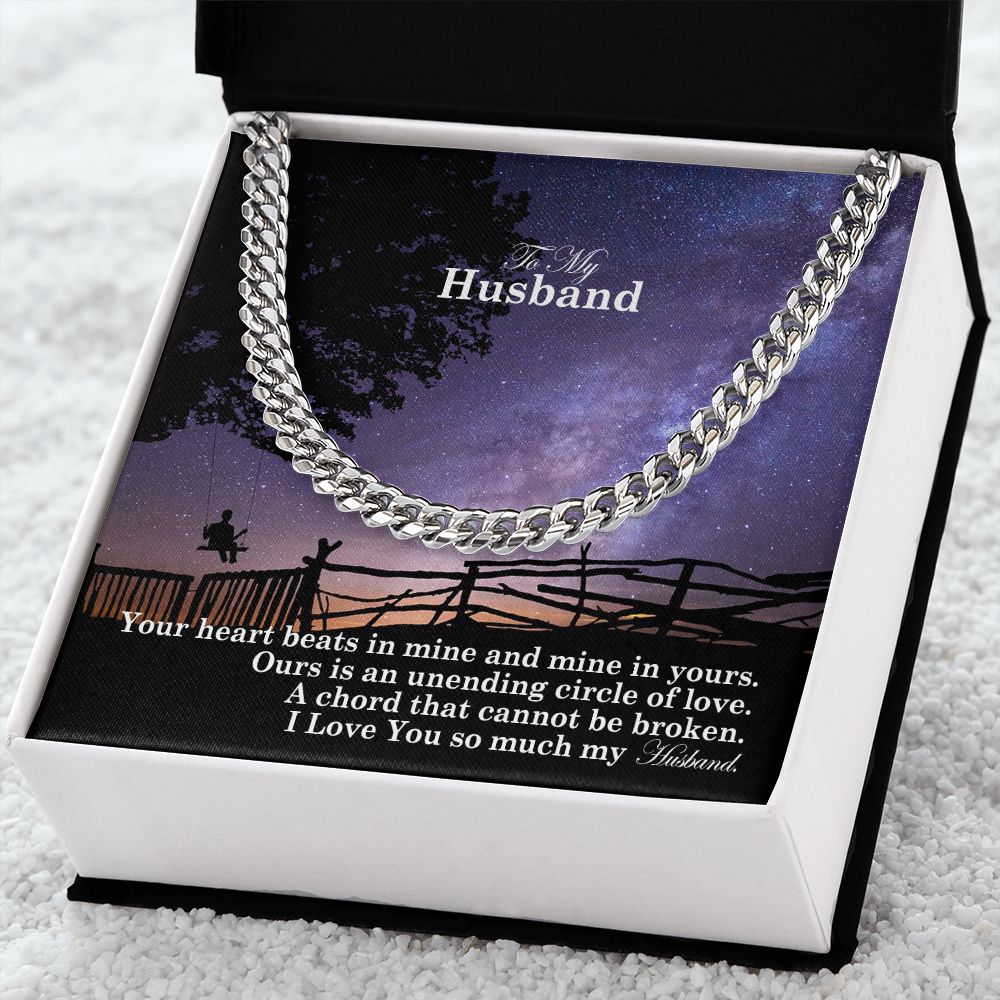 To My Husband, Our Is An Unending Circle Of Love - Cuban Link Chain Necklace - Gift for Husband