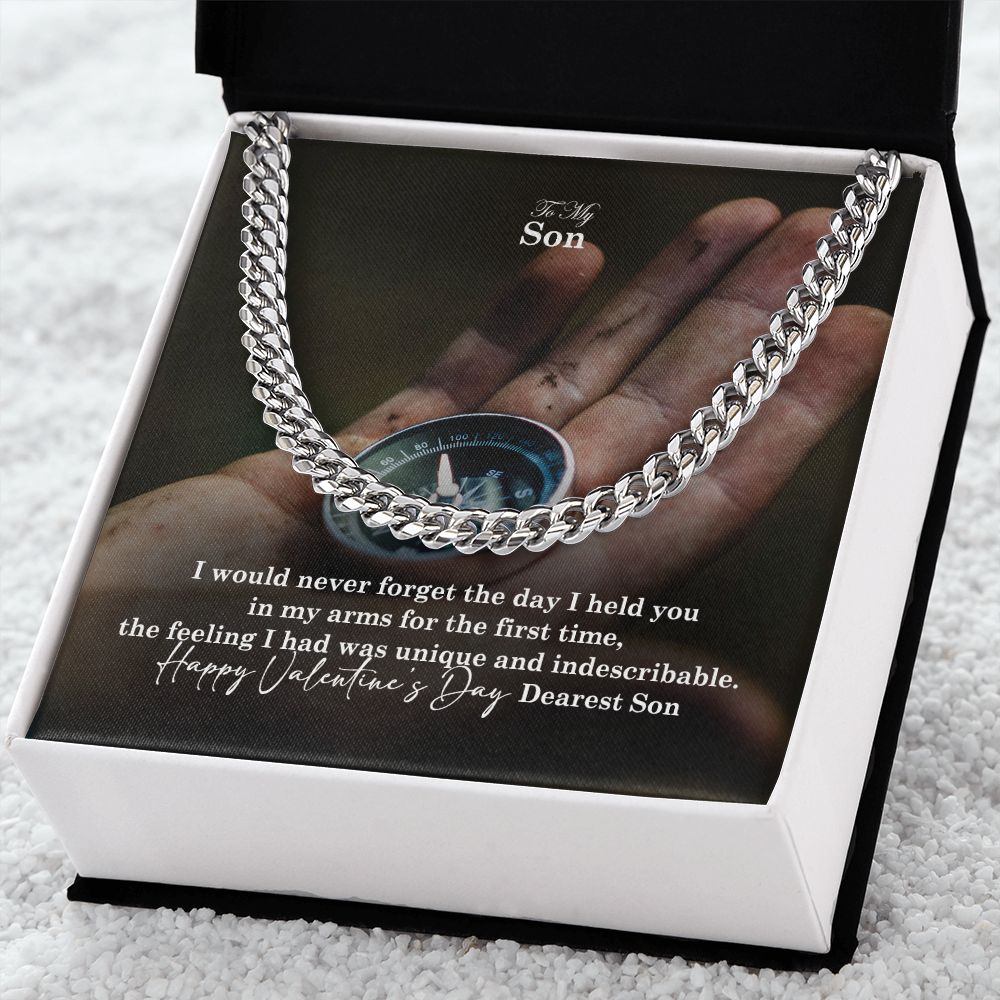 To My Son, Happy Valentine's Day Dearest Son - Cuban Link Chain Necklace - Gift for Son