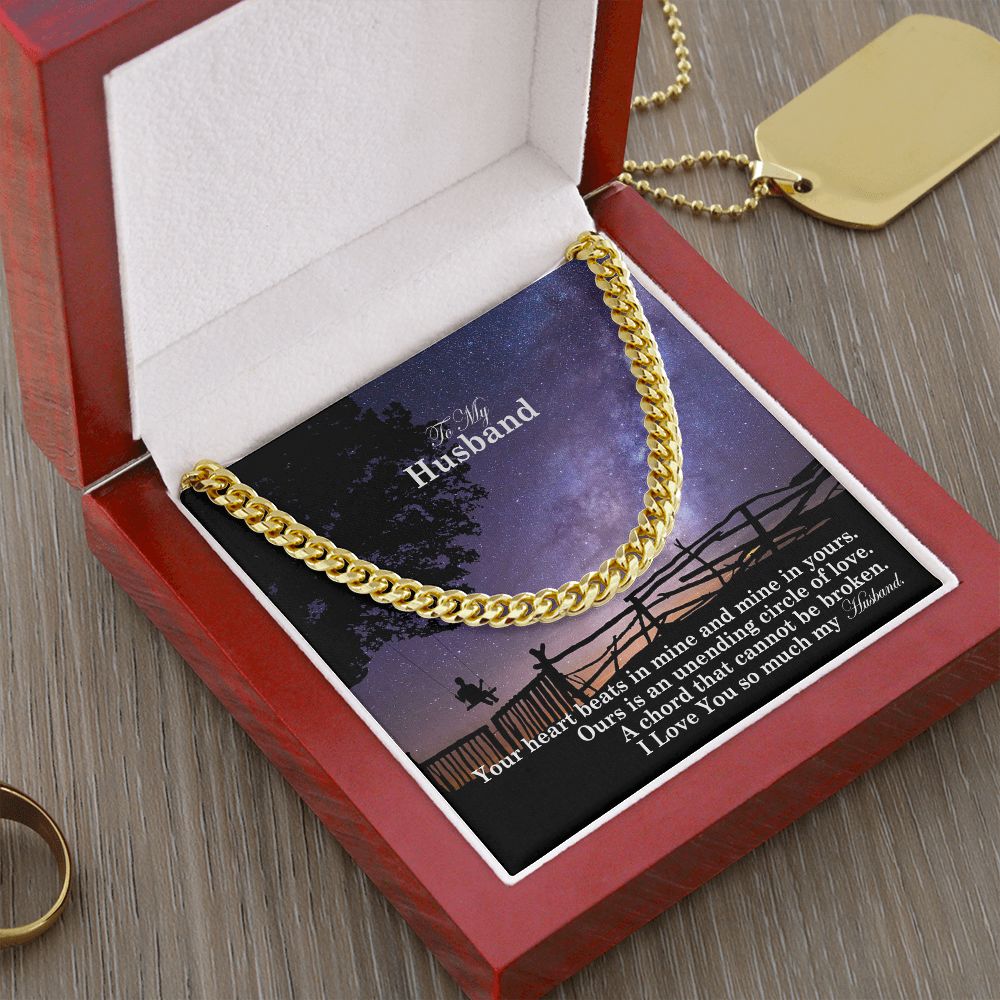 To My Husband, Our Is An Unending Circle Of Love - Cuban Link Chain Necklace - Gift for Husband