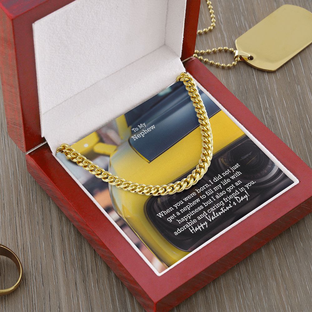 To My Nephew, Happy Valentine's Day - Cuban Link Chain Necklace - Gift for Nephew