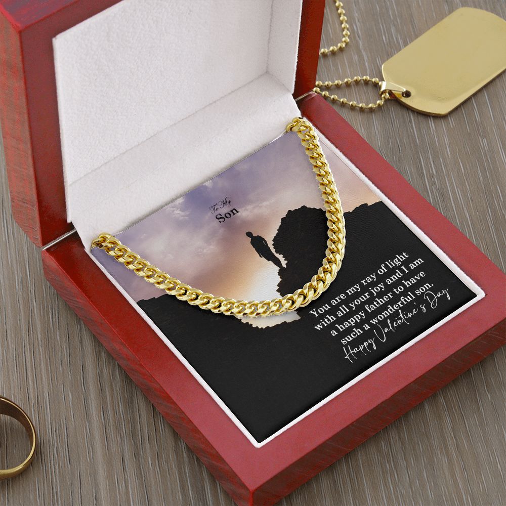 To My Son, You Are My Ray of Light With All Your Joy - Cuban Link Chain Necklace - Gift for Son