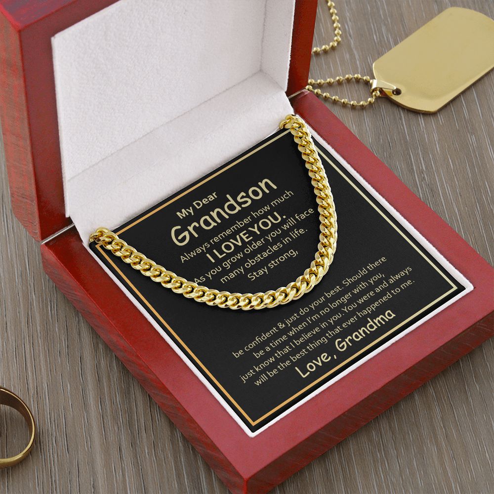 My Dear Grandson, Always Remember How Much I Love You - Cuban Link Chain Necklace - Gift for Grandson