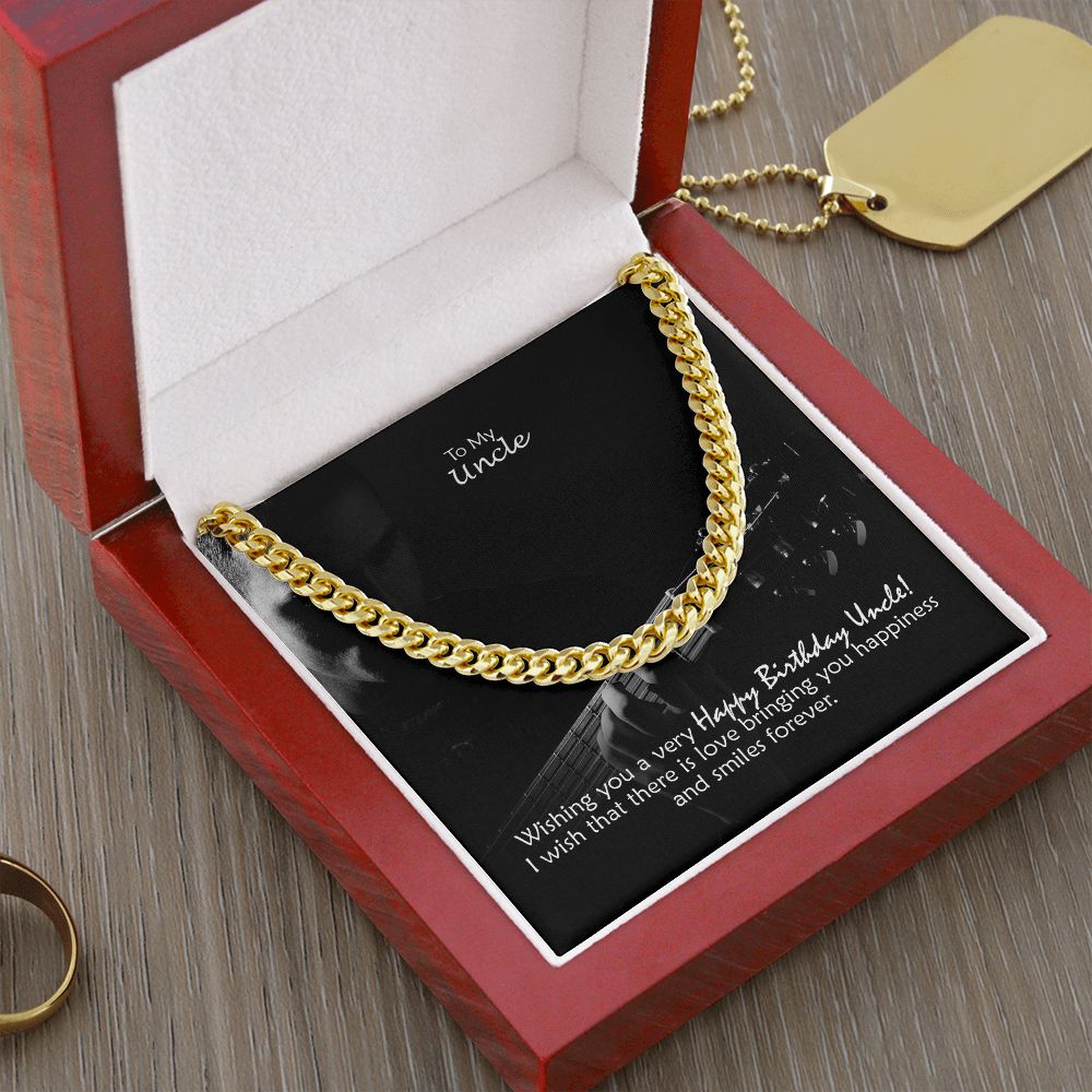 To My Uncle, I Wish That There Is Love Bringing You Happiness & Smiles Forever - Cuban Link Chain Necklace - Gift for Uncle