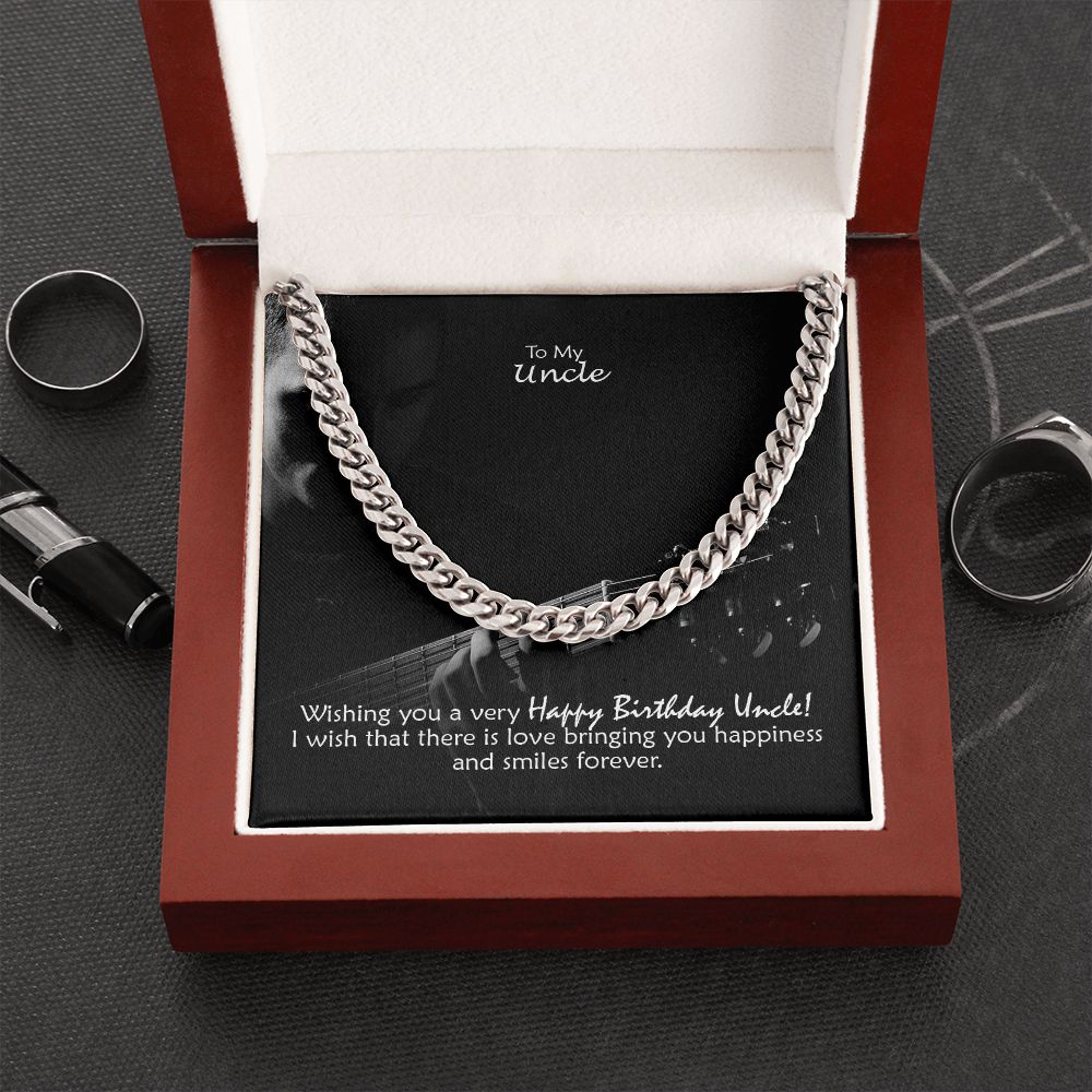 To My Uncle, I Wish That There Is Love Bringing You Happiness & Smiles Forever - Cuban Link Chain Necklace - Gift for Uncle