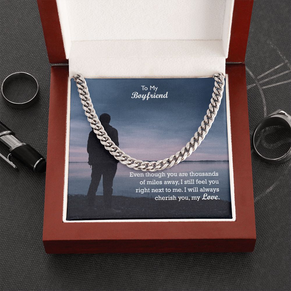 To My Boyfriend, I Will Always Cherish You - Cuban Link Chain Necklace - Gift for Boyfriend