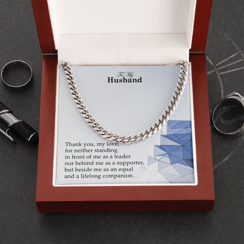 To My Husband, Thank You, My Love - Cuban Link Chain Necklace - Gift for Husband