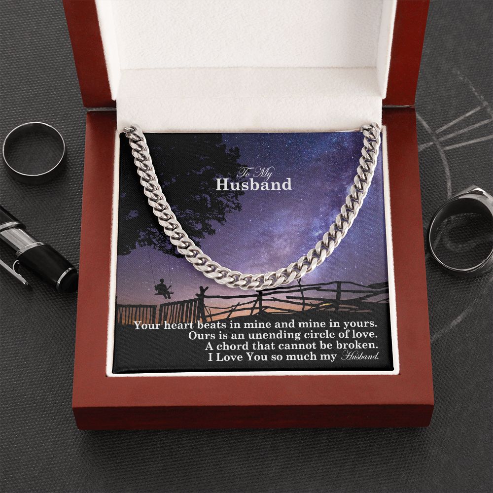 To My Husband, Our Is An Unending Circle Of Love - Cuban Link Chain Necklace - Gift for Husband