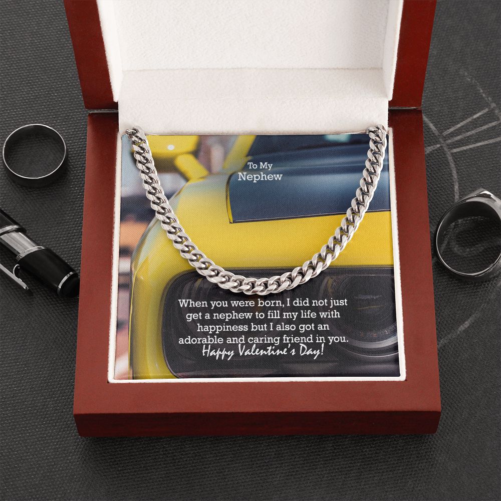 To My Nephew, Happy Valentine's Day - Cuban Link Chain Necklace - Gift for Nephew