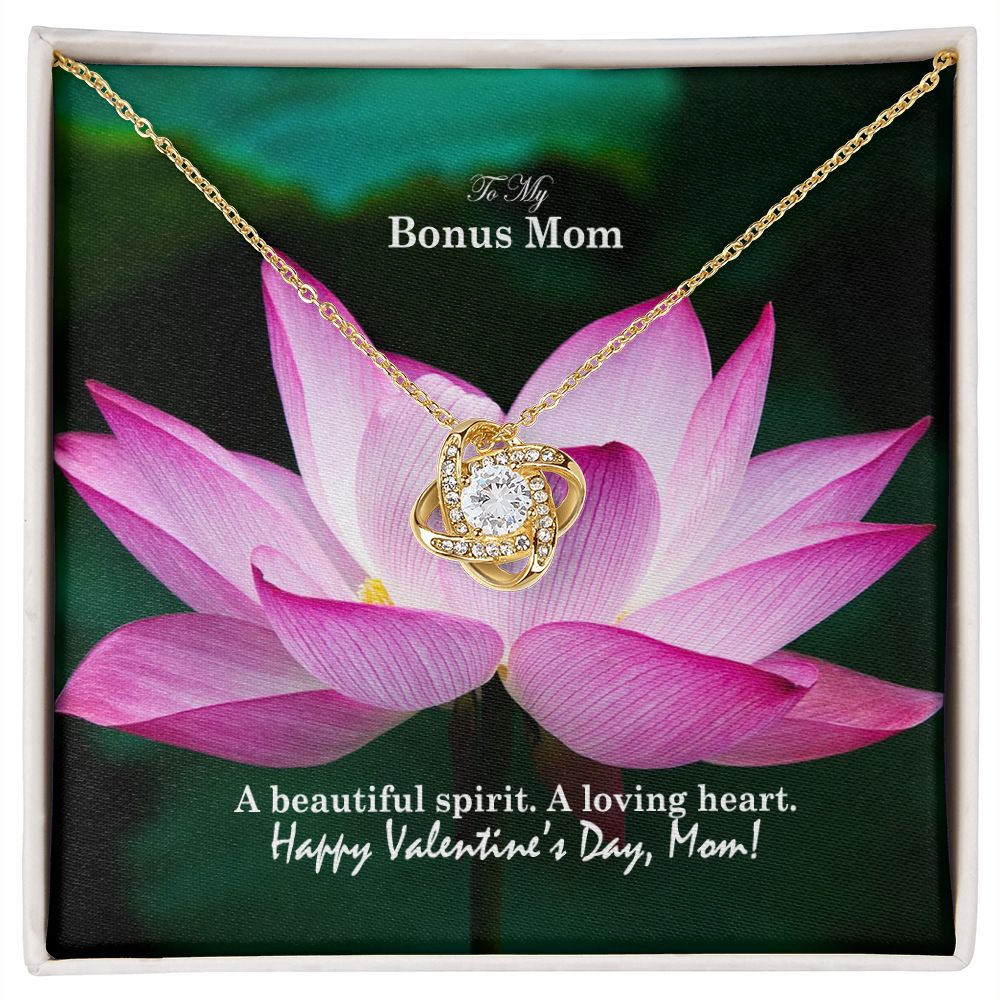 To My Bonus Mom, A Beautiful Spirit. A Loving Heart - Love Knot Necklace - Gift for Mom