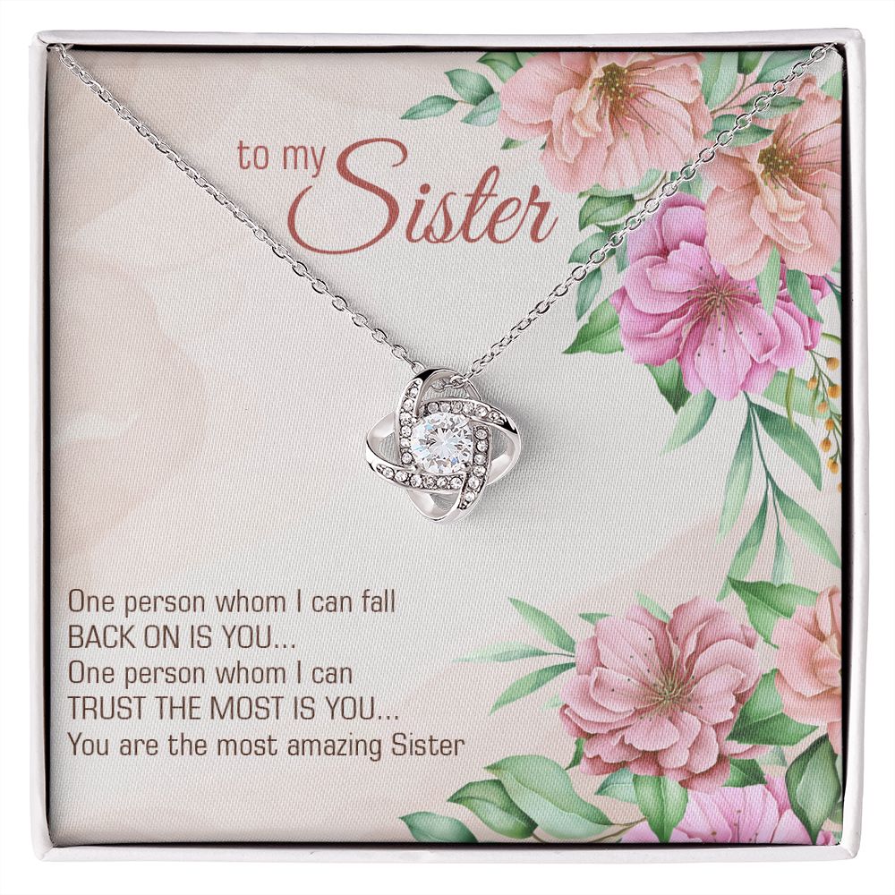 To My Sister, You Are The Most Amazing Sister - Love Knot Necklace (Yellow & White Gold Variants) - Gift for Sister