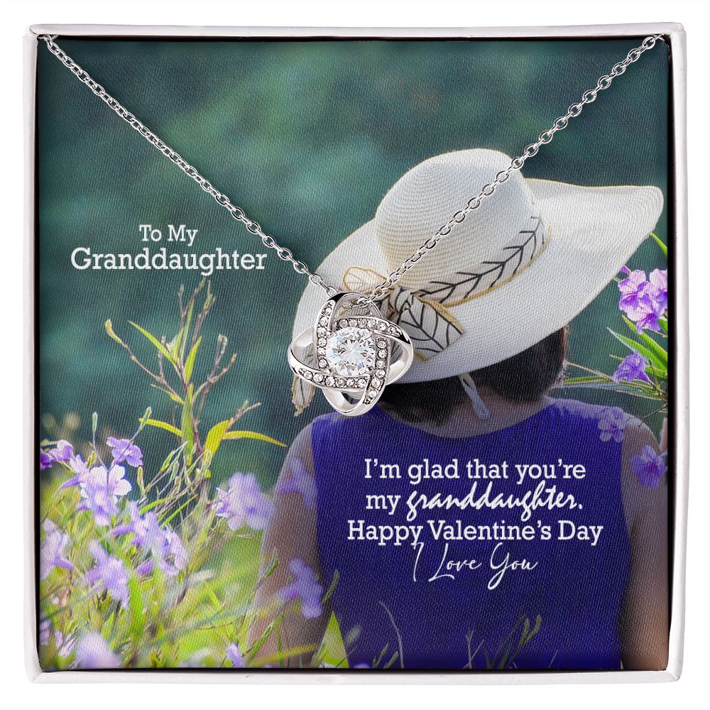 To My Granddaughter, I'm Glad That You're My Granddaughter - Love Knot Necklace - Gift for Granddaughter