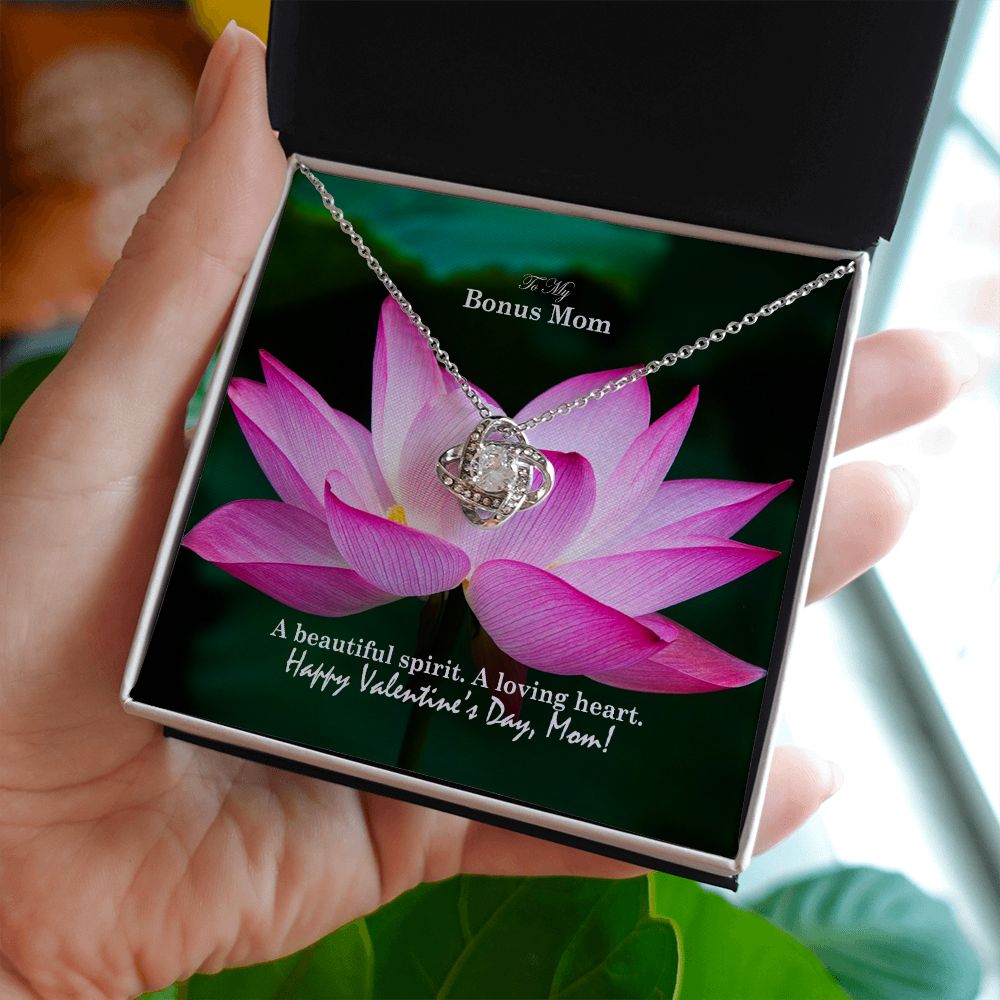 To My Bonus Mom, A Beautiful Spirit. A Loving Heart - Love Knot Necklace - Gift for Mom