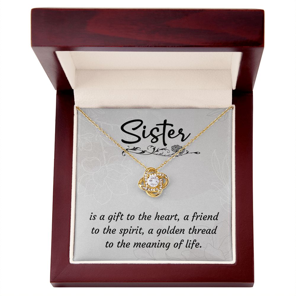 Sister Is A Gift To The Heart - Love Knot Necklace (Yellow & White Gold Variants) - Gift for Sister