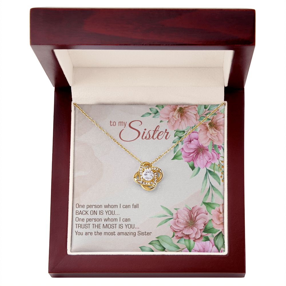 To My Sister, You Are The Most Amazing Sister - Love Knot Necklace (Yellow & White Gold Variants) - Gift for Sister