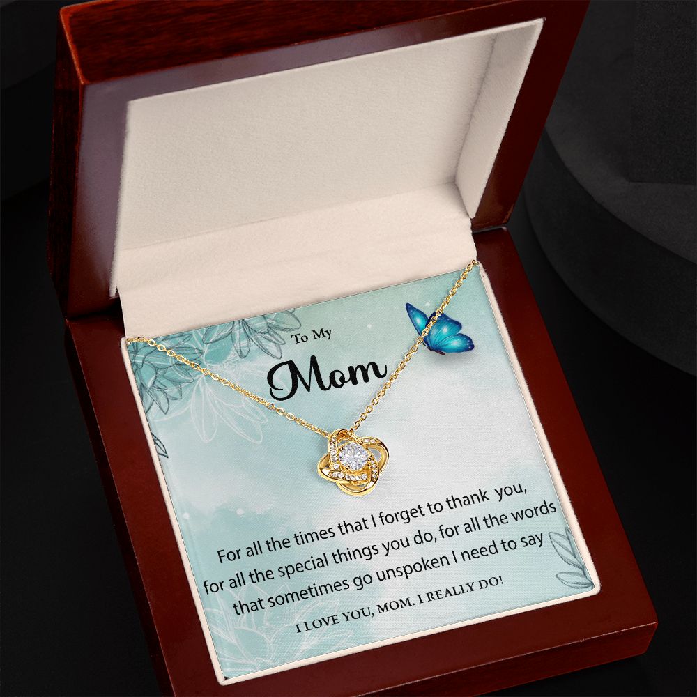 To My Mom, I Love You - Love Knot Necklace - Gift for Mom
