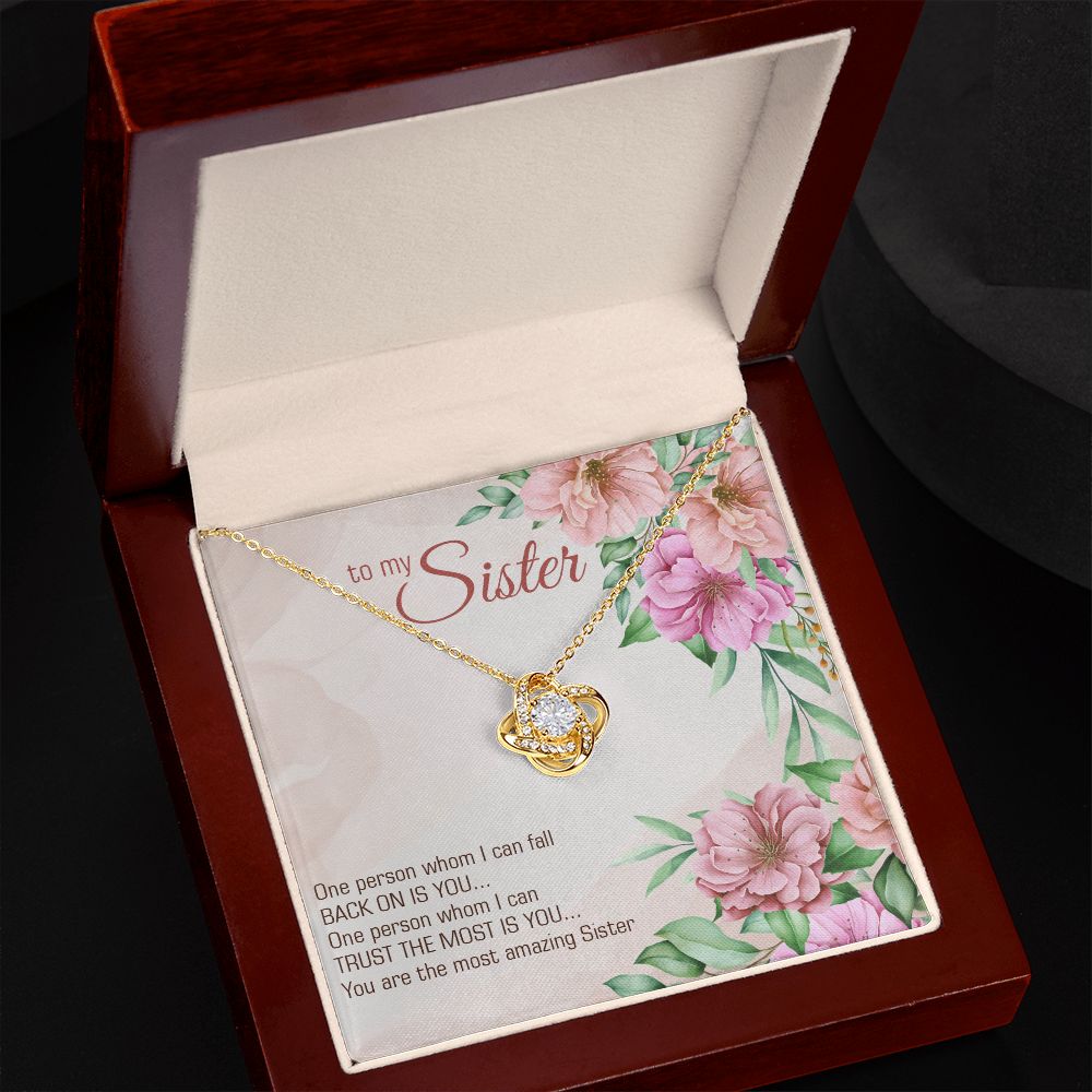 To My Sister, You Are The Most Amazing Sister - Love Knot Necklace (Yellow & White Gold Variants) - Gift for Sister