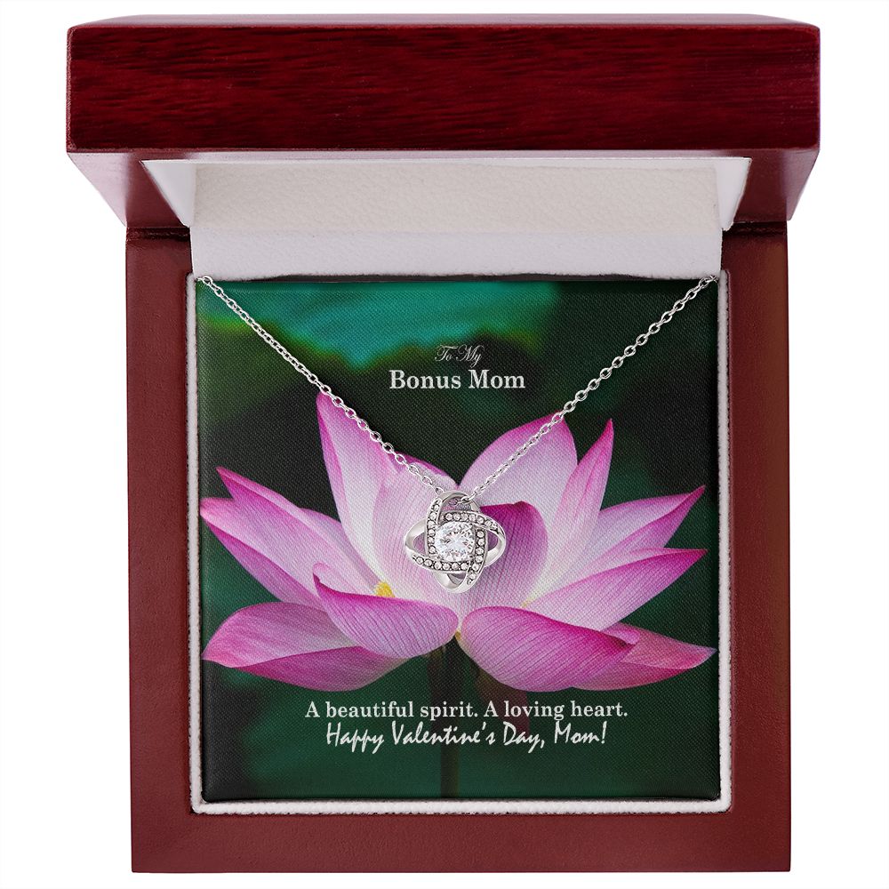 To My Bonus Mom, A Beautiful Spirit. A Loving Heart - Love Knot Necklace - Gift for Mom