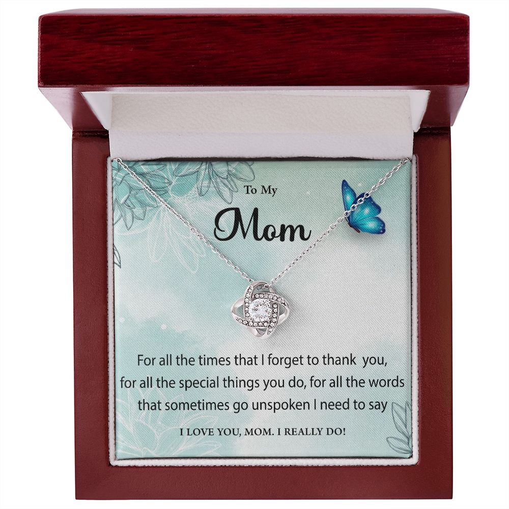 To My Mom, I Love You - Love Knot Necklace - Gift for Mom