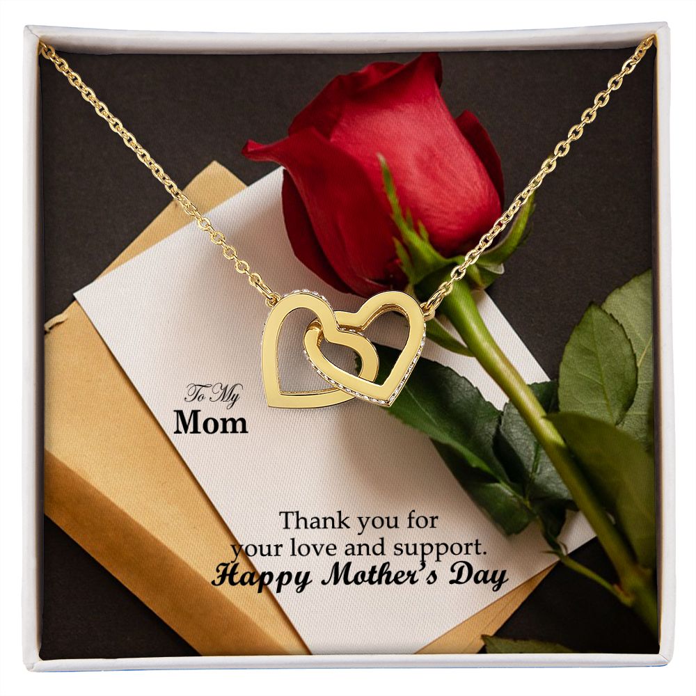 Thank You For Your Love & Support - Happy Mother's Day! - Interlocking Hearts Necklace - Gift for Mom