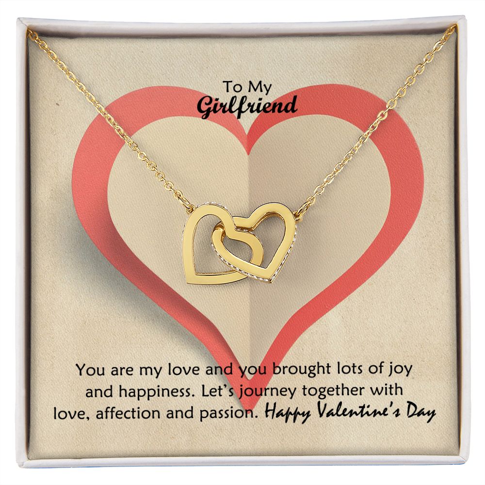 To My Girlfriend, You Are My Love And You Brought Lots of Joy & Happiness - Interlocking Hearts Necklace - Gift for Girlfriend