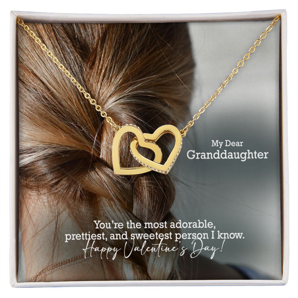 My Dear Granddaughter, You're The Most Adorable, Prettiest, & Sweetest Person I Know - Interlocking Hearts Necklace - Gift for Granddaughter