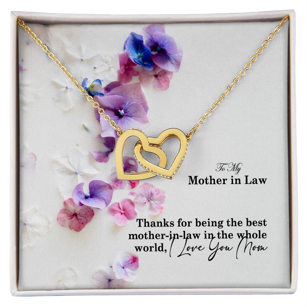 To My Mother in law, Thanks For Being The Best Mother-in-law in the Whole World - Interlocking Hearts Necklace - Gift for Mother in law
