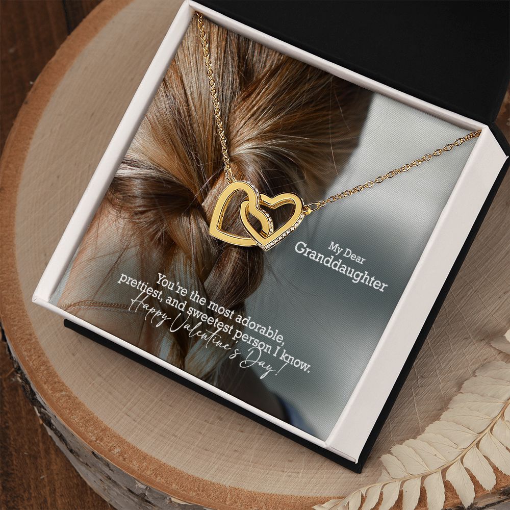 My Dear Granddaughter, You're The Most Adorable, Prettiest, & Sweetest Person I Know - Interlocking Hearts Necklace - Gift for Granddaughter