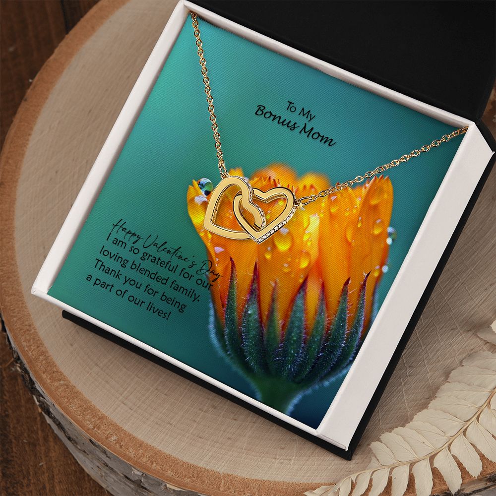 To My Bonus Mom, I Am So Grateful For Our Loving Blended Family - Interlocking Hearts Necklace - Gift for Mom