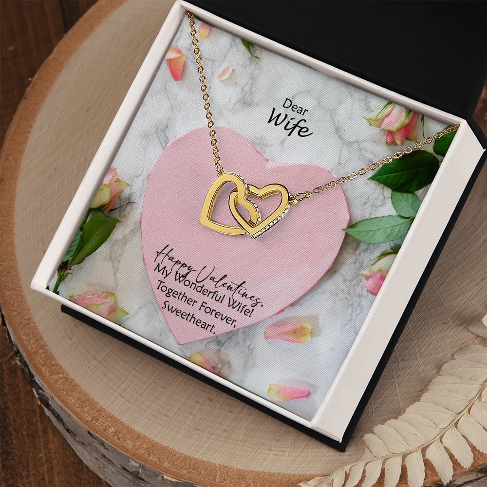 Dear Wife, Happy Valentine's, Together Forever, Sweetheart - Interlocking Hearts Necklace - Gift for Wife