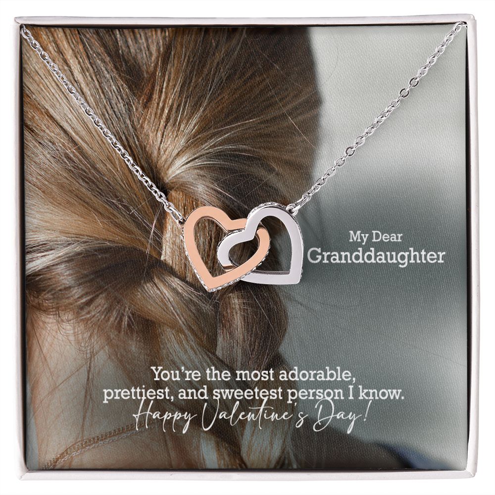 My Dear Granddaughter, You're The Most Adorable, Prettiest, & Sweetest Person I Know - Interlocking Hearts Necklace - Gift for Granddaughter