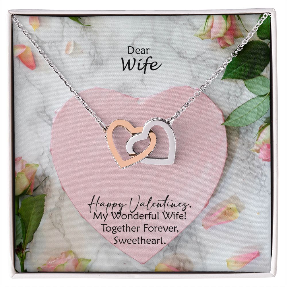 Dear Wife, Happy Valentine's, Together Forever, Sweetheart - Interlocking Hearts Necklace - Gift for Wife