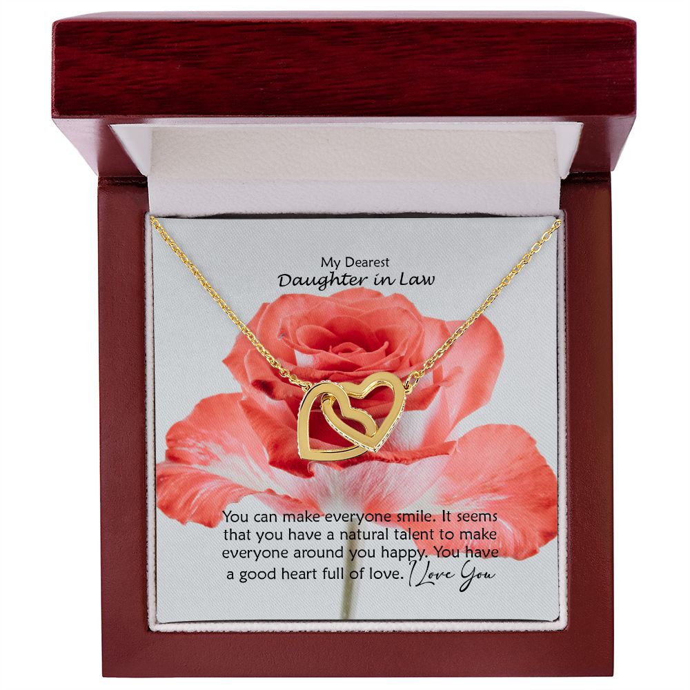 My Dearest Daughter in Law, It Seems That You Have A Natural Talent To Make Everyone Around You Happy - Interlocking Hearts Necklace - Gift for Daughter in Law