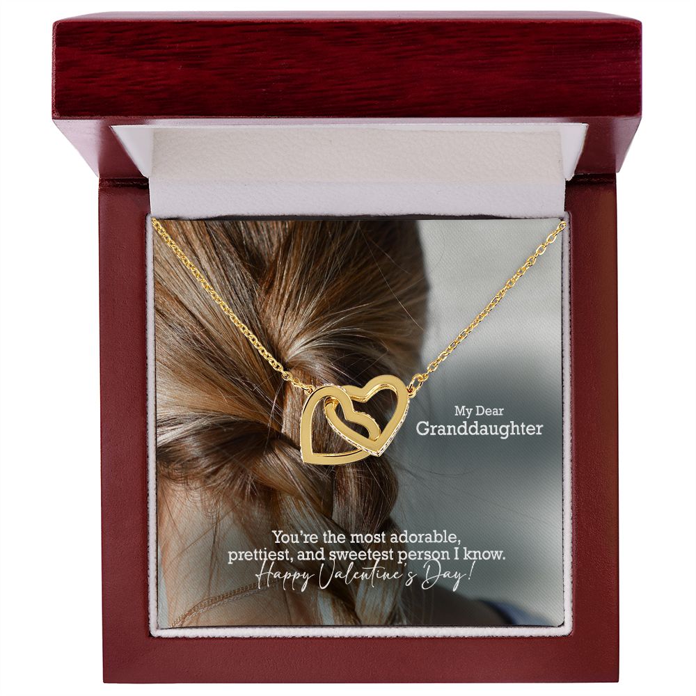My Dear Granddaughter, You're The Most Adorable, Prettiest, & Sweetest Person I Know - Interlocking Hearts Necklace - Gift for Granddaughter