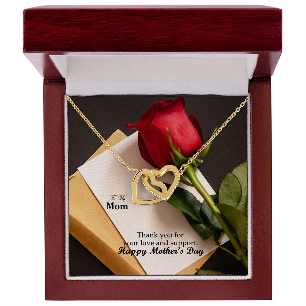 Thank You For Your Love & Support - Happy Mother's Day! - Interlocking Hearts Necklace - Gift for Mom