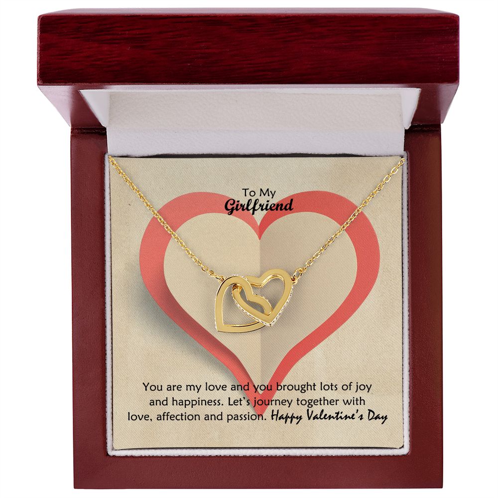 To My Girlfriend, You Are My Love And You Brought Lots of Joy & Happiness - Interlocking Hearts Necklace - Gift for Girlfriend
