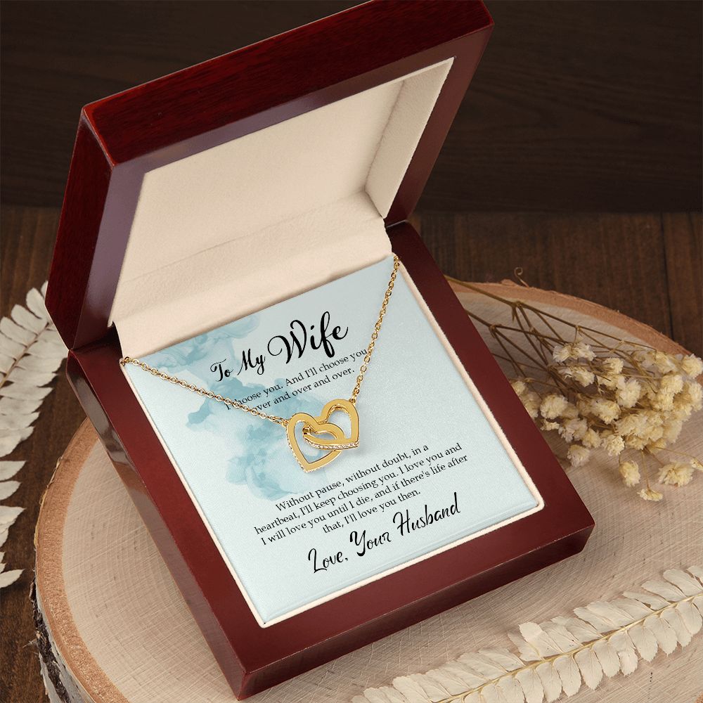 To My Wife, I Choose You - Interlocking Hearts Necklace - Gift for Wife