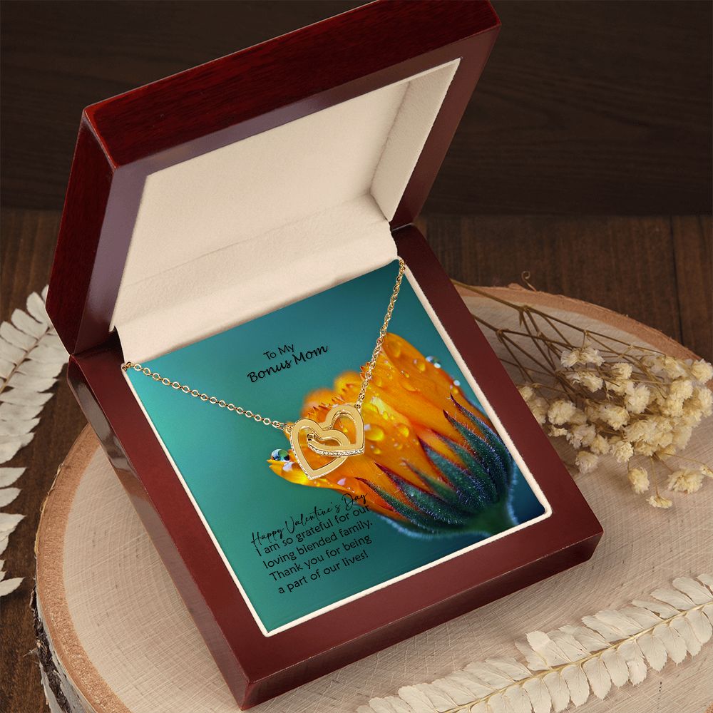 To My Bonus Mom, I Am So Grateful For Our Loving Blended Family - Interlocking Hearts Necklace - Gift for Mom