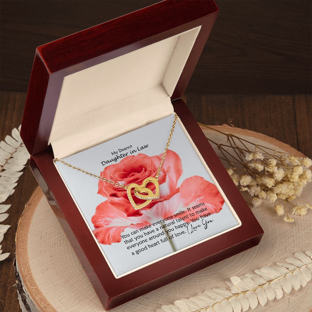 My Dearest Daughter in Law, It Seems That You Have A Natural Talent To Make Everyone Around You Happy - Interlocking Hearts Necklace - Gift for Daughter in Law