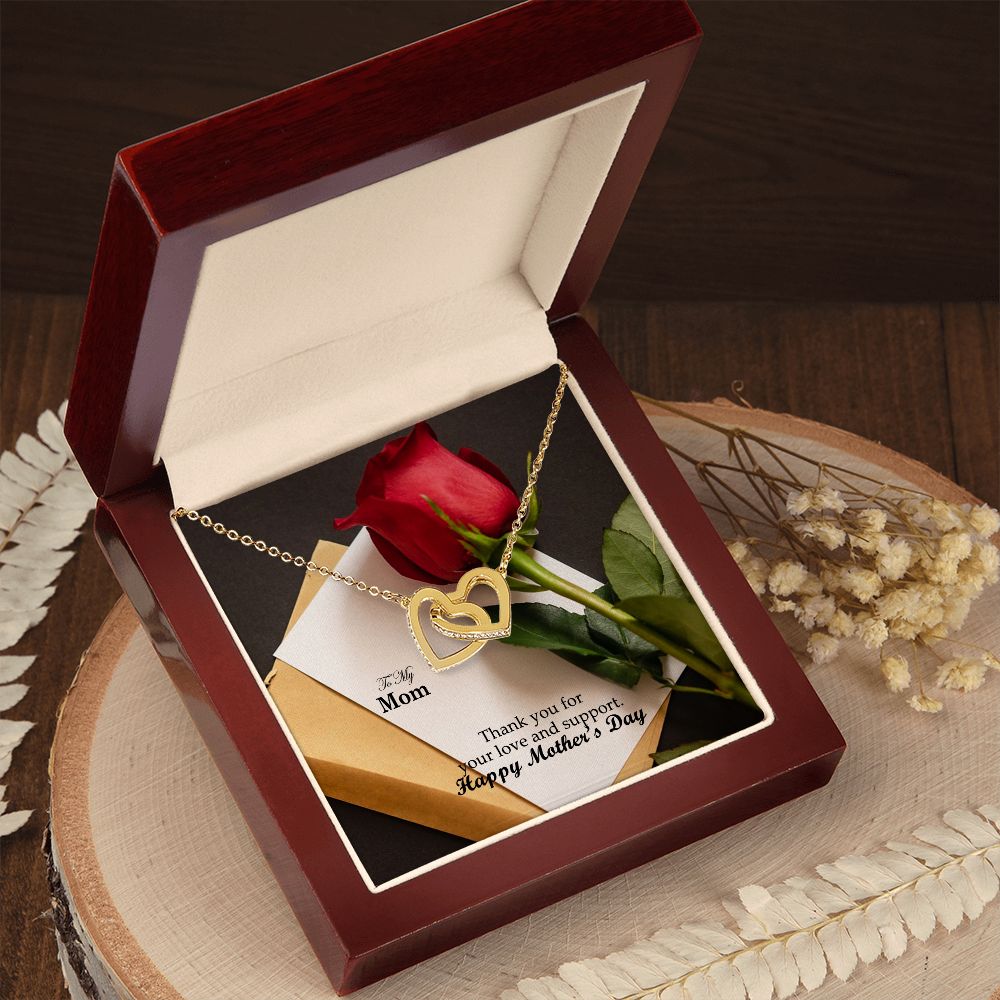 Thank You For Your Love & Support - Happy Mother's Day! - Interlocking Hearts Necklace - Gift for Mom