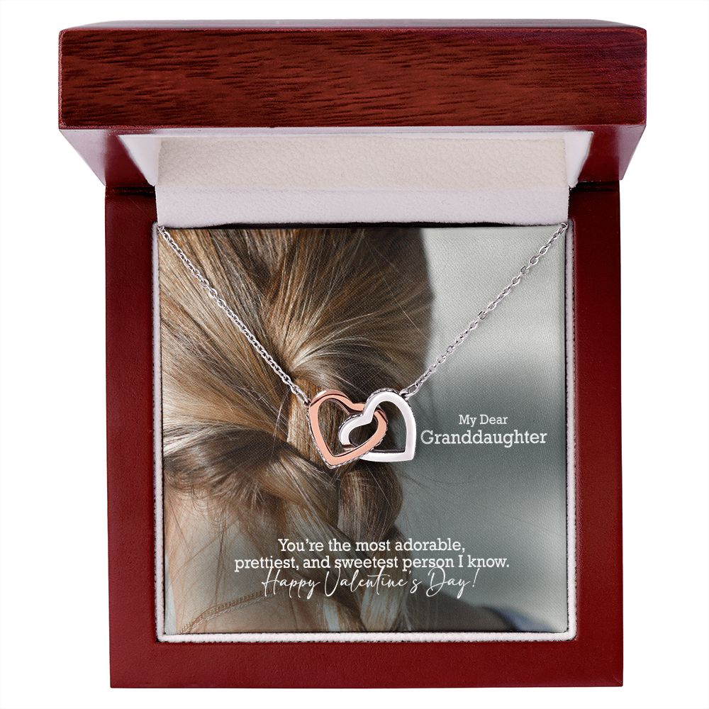My Dear Granddaughter, You're The Most Adorable, Prettiest, & Sweetest Person I Know - Interlocking Hearts Necklace - Gift for Granddaughter