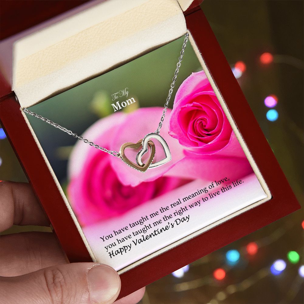To My Mom, You Have Taught Me The Real Meaning of Love - Interlocking Hearts Necklace - Gift for Mom