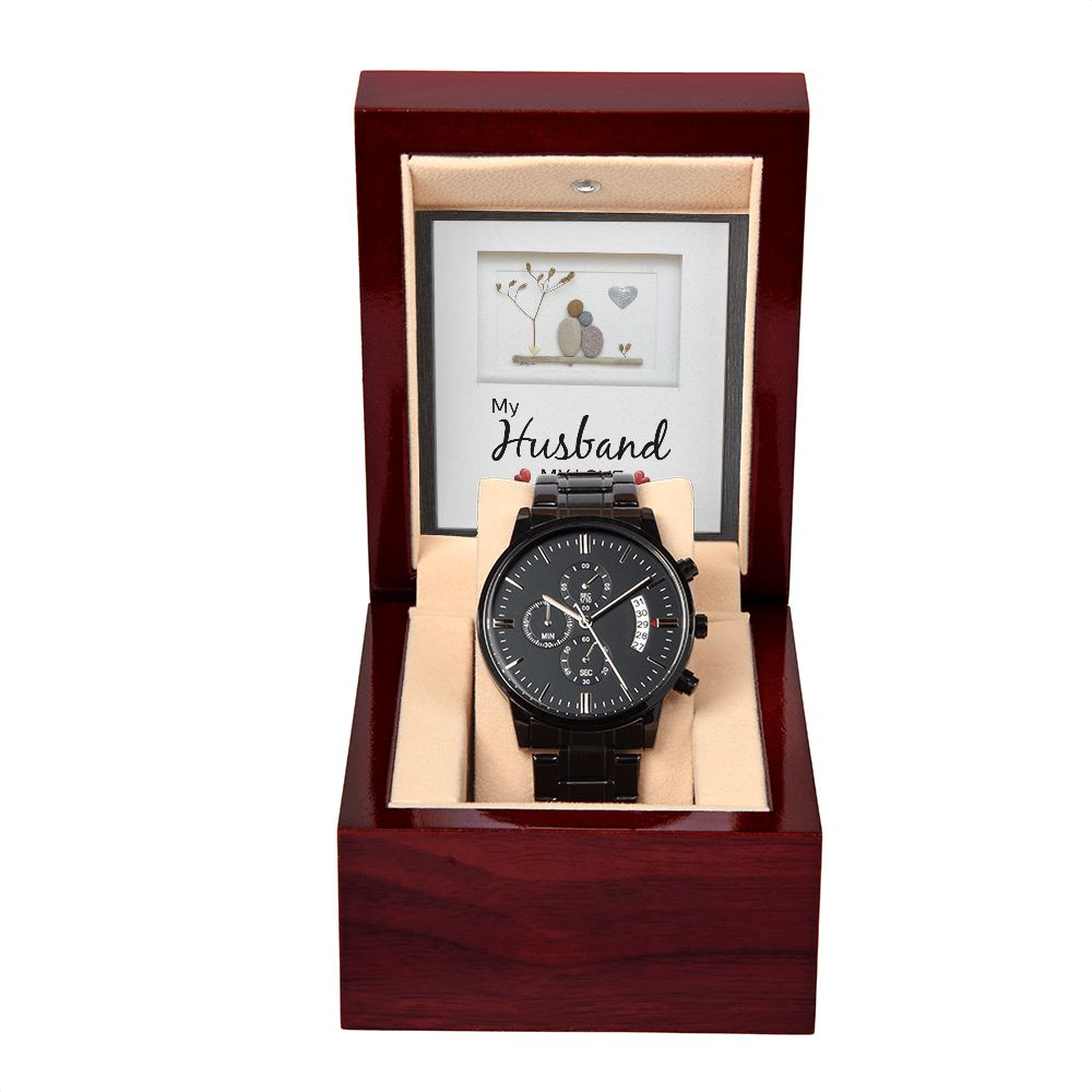 My Husband, My Love - Black Chronograph Watch - Gift for Husband