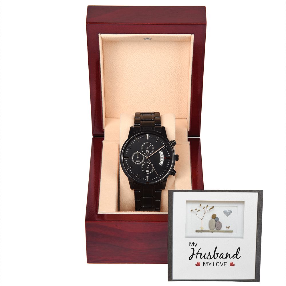 My Husband, My Love - Black Chronograph Watch - Gift for Husband