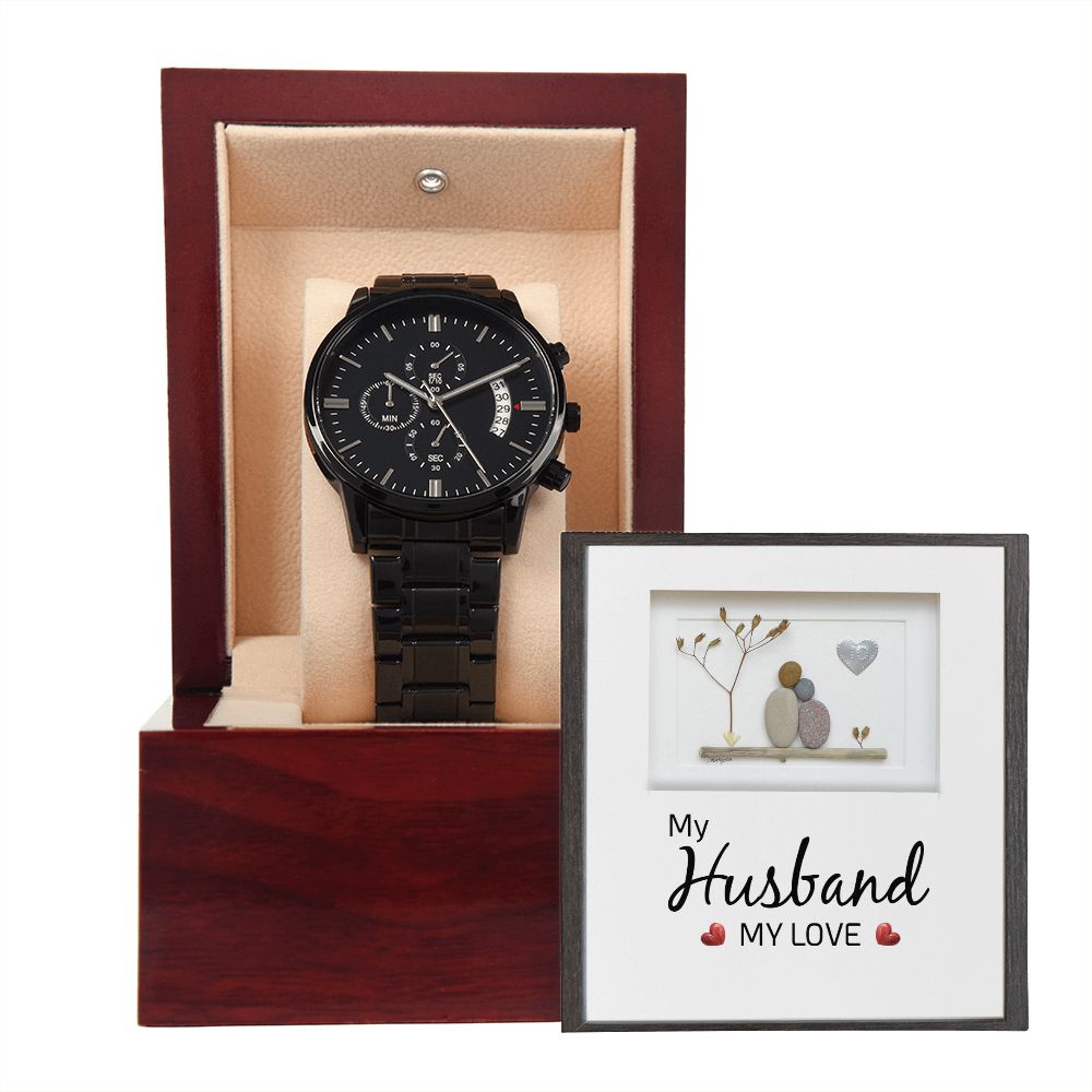 My Husband, My Love - Black Chronograph Watch - Gift for Husband