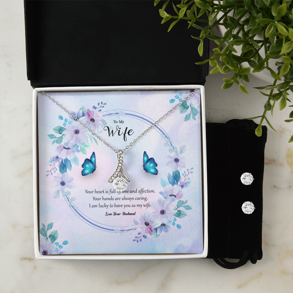 My Wife, Your Heart is Full of Love and Affection - Alluring Beauty & Clear CZ Earrings - Gift for Wife