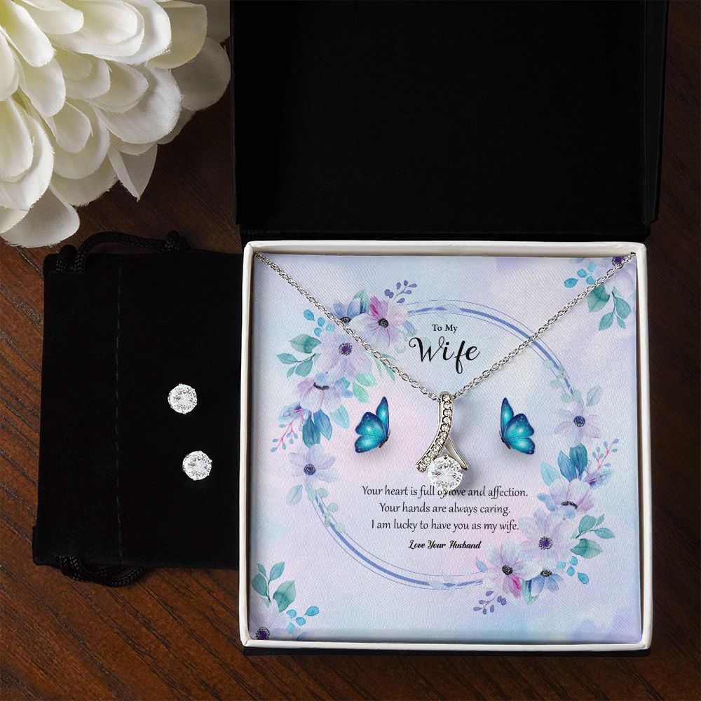My Wife, Your Heart is Full of Love and Affection - Alluring Beauty & Clear CZ Earrings - Gift for Wife