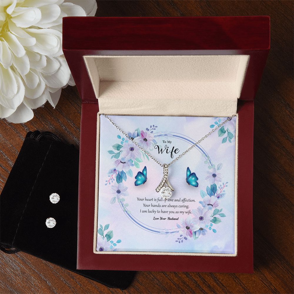 My Wife, Your Heart is Full of Love and Affection - Alluring Beauty & Clear CZ Earrings - Gift for Wife