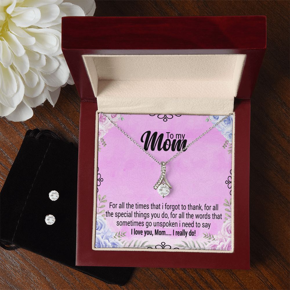 To My Mom, I Need To Say I Love You Mom - Alluring Beauty & Clear CZ Earrings - Gift for Mom