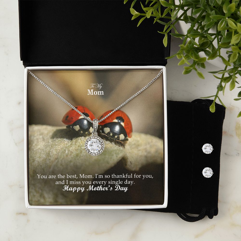 You Are The Best, Mom. I'm So Thankful For You, & I Miss You Every Single Day - Eternal Hope Necklace & Clear CZ Earrings - Gift for Mom